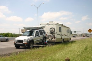 The Caravan stopped on a highway in Texas to photograph a lost sole