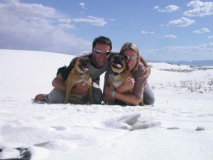 The pack, together at White Sands, New Mexico