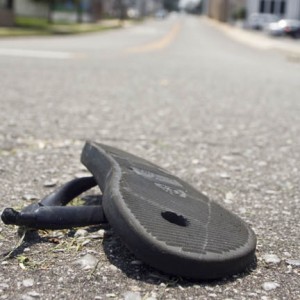 Shoe #301: A lone female flip flop found on Blount St., Pensacola, Florida