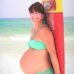 Day33 Randy took this shot of Heather at 41+ weeks pregnant getting ready to knee-paddle out into the surf.