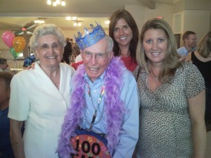 Sharon and Belinda posing with the birthday boy and his lovely bride.