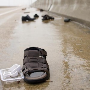 I stumbled upon these lost soles, strewn across the 3 mile bridge in Pensacola on a wet and foggy morning. Lost Soles 329 through 341.