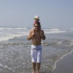 Nora and daddy cruising the Kiawah Island County Park Beach