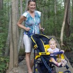 Sharon and Nora on the boardwalk section of the Cypress Park Nature Trail.