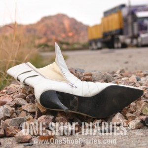 This was discovered on a highway in Arizona, in the middle of nowhere. I got the creepiest vibe when I photographed it and many people who see the shoe feel it was involved in foul play. Some even ask me if I looked around for a body. No, I did not. And now after reading this article I probably should have.