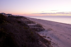 View from atop one of the several walkways that traverse over the dunes at the east end of the island in St. George Plantation