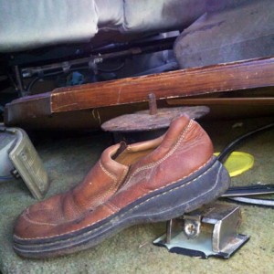 Who would have thought a junk yard would be a gold mine for Lost Soles. I found 8 without even searching. This one, #406 was the first I found and it was in the van from which I salvaged all of the wooden dashboard trim from.